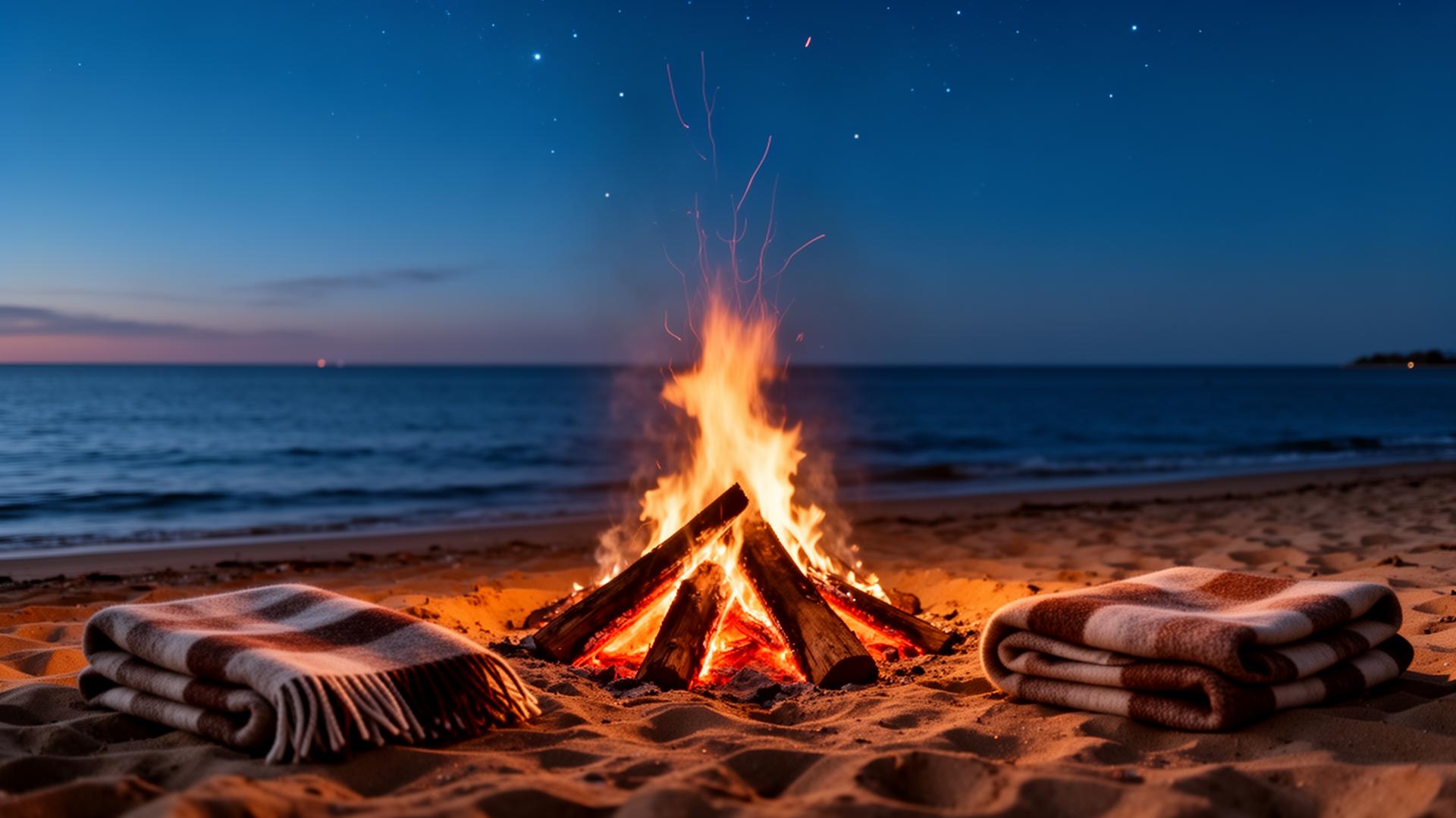 Bonfire on a Michigan beach